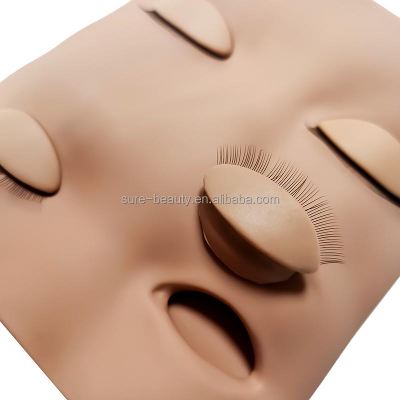 Removable Silicone Eyelids Eyelash Practice Mannequin with DD Curl for Reusable Eyelash Extension Training