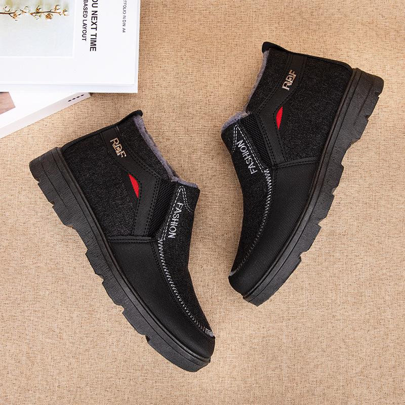 Флисовая хлопковая обувь Мужская теплая утолщенная тканевая обувь Повседневные мужские зимние ботинки на толстой подошве