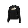 Logo Printed Crew Neck Pullover Long Sleeve Sweatshirt Women Sweatshirt Black 670945-01