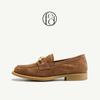 High gloss suede leather 26 spring new leather low heel soft sole single shoe for women British fashion shoes Le Fu shoes for women