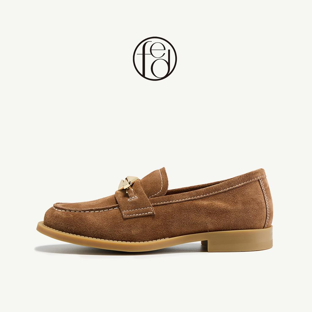 High gloss suede leather 26 spring new leather low heel soft sole single shoe for women British fashion shoes Le Fu shoes for women