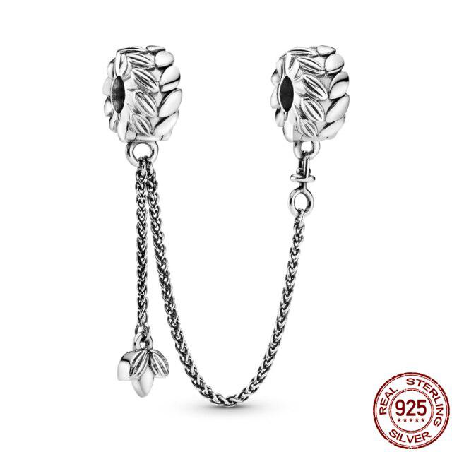 Классические защитные цепочки из стерлингового серебра 925 пробы, подвеска из бисера, подходит для оригинального браслета диаметром 3 мм, модные ювелирные изделия