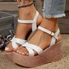 Women Sandals Summer Shoes Sexy Open Toe Ankle Strap Platform High Heels Wedge Sandals Party Wedding Dress Ladies Sandales Shoes