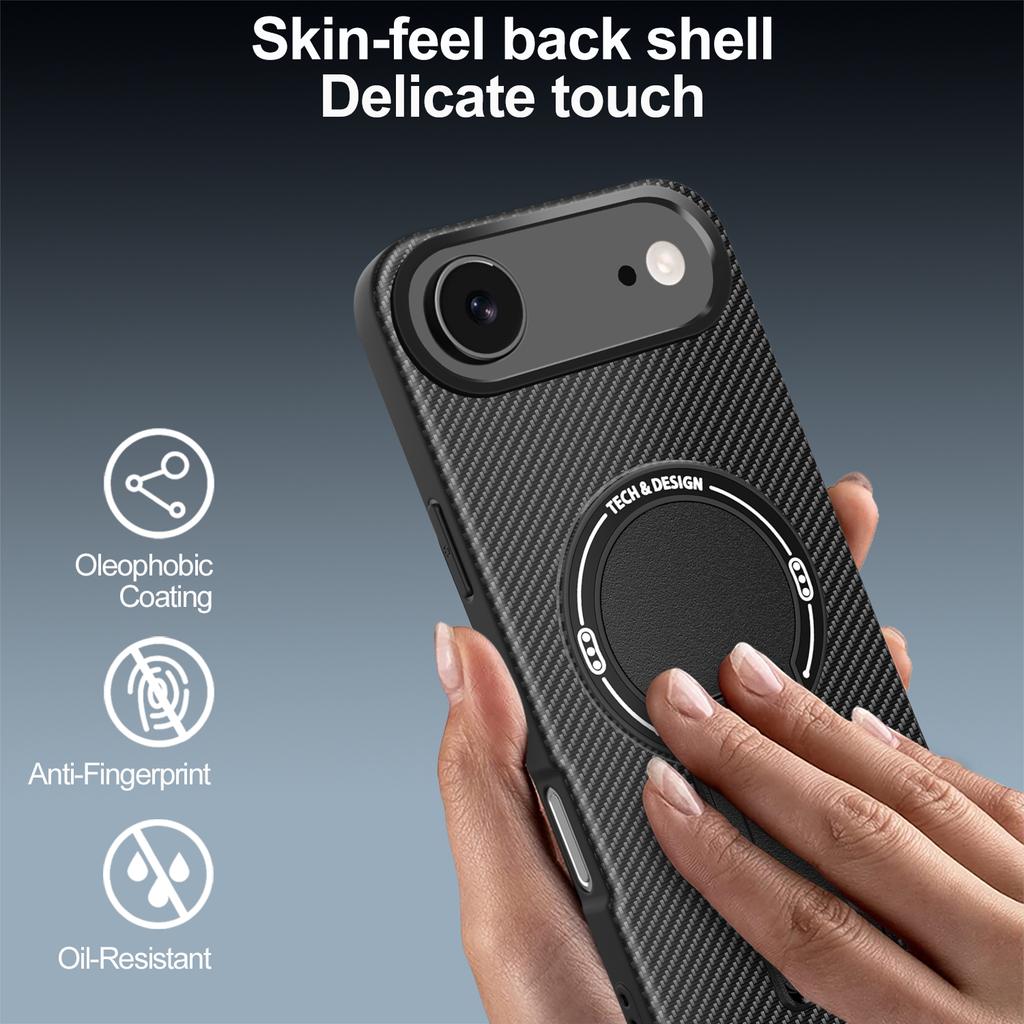 For iPhone 17 Air Case with Kickstand Carbon Fiber Texture PC+TPU Phone Cover