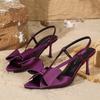 Fashion Fashion Bow Decoration High Heeled Sandals Women Comfort Open Toe Back Strap Design Slide Sandal Pointed Toe Wedding Bridal Shoe