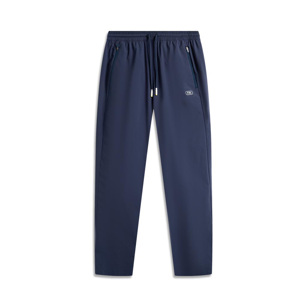 Li Ning Sports Lifestyle Series Casual Simple Solid Color Lace-Up Knitted Sports Pants Men Pants Deep-Navy AYKV371-2