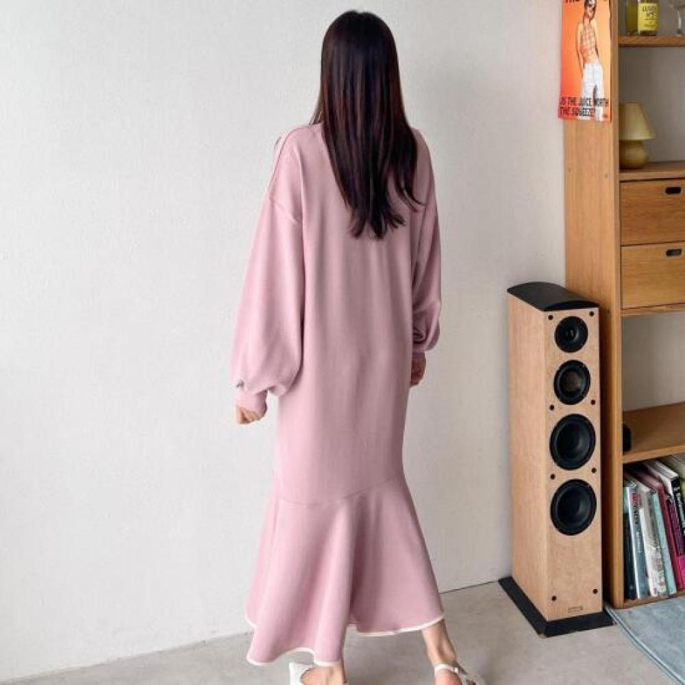 New ArrivalS Open Run Women S Crew Neck Long Sleeve dreSS Pink Mpn