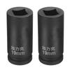 Uxcell 2pcs Square 19mm Metric Square Impact Blackening Standard Wheel Socket for Automotive Machine and Home Use 4-Point Socket, 3/4" Drive, Socket,