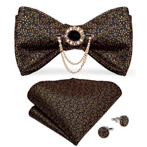 Мужской шелковый галстук-бабочка, регулируемый синий галстук-бабочка, набор запонок с цветочным принтом пейсли