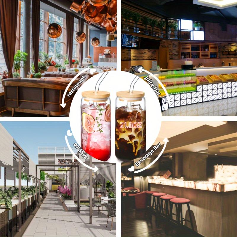 1-4pcs/set High Borosilicate Glass Water Cup 21.3oz Reusable Drinking Cups Ice Coffee Boba Bottle for Restaurant Travel Bottles