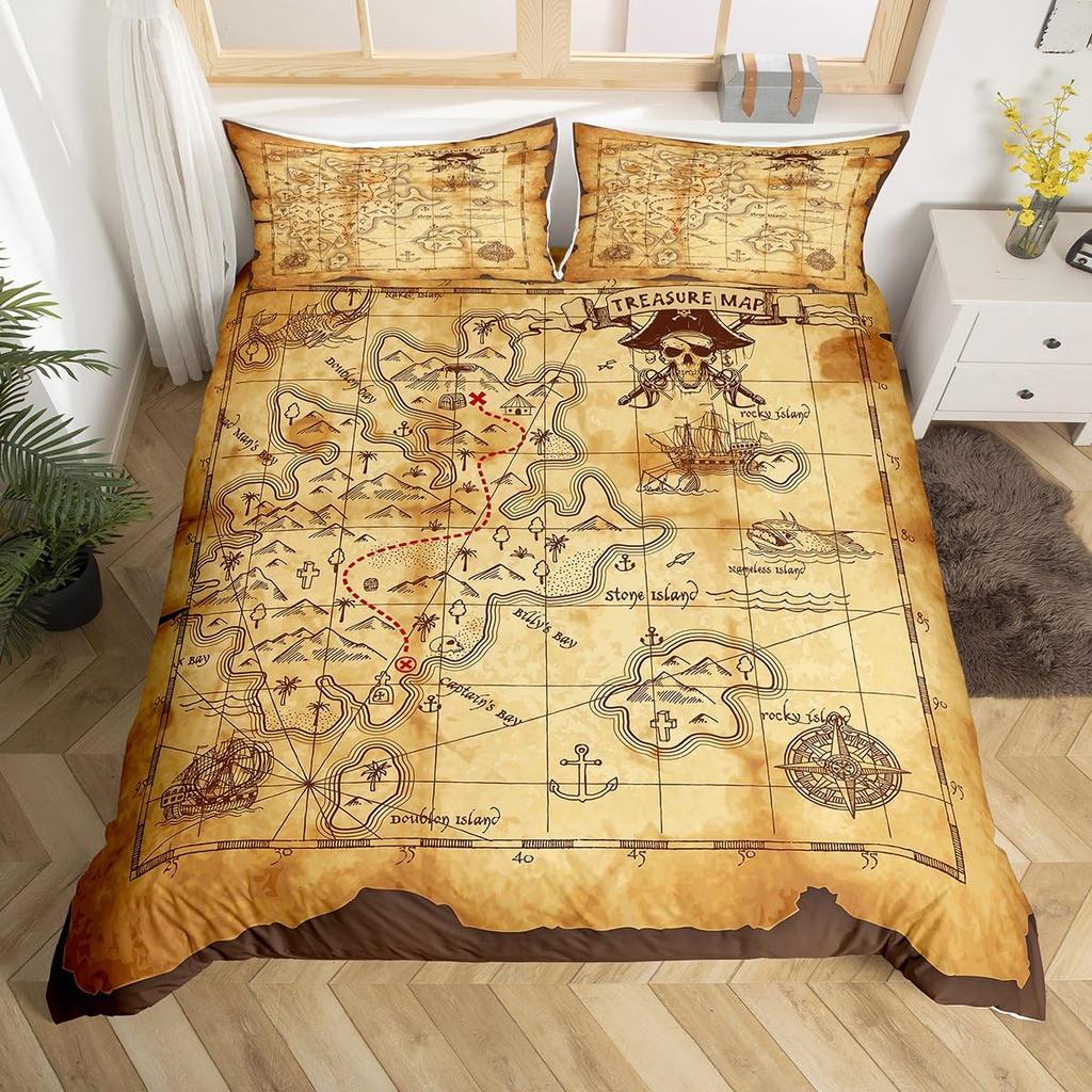 Пододеяльники Compass для подростков, размер Queen/Twin, легкие пуховые пододеяльники, декор комнаты, 2 наволочки, 1 пододеяльник, без одеяла