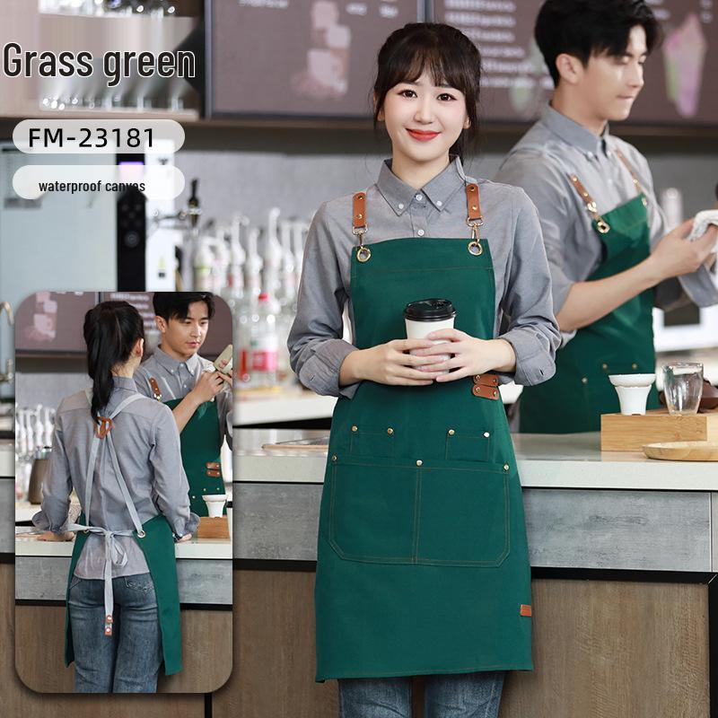 New Canvas Waterproof Oilproof Printed Apron for Kitchen, Studio, or Advertising with Logo