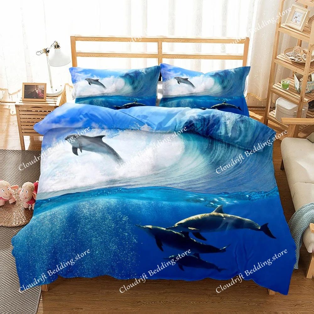 Комплект постельного белья Sunset Gaming Dolphins 3D Single Twin Double Queen King Cal King Size Комплект постельного белья