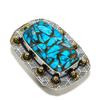 Медь Бирюза Двухцветный Серебро 925 пробы Ювелирное кольцо Размер 7 R3R98