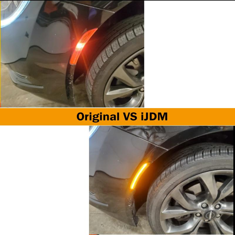 Gtinthebox Smoked Lens Amber/ White Full LED Car Front Side Marker Turn Signal Lights/ Parking Lights For 2015-2017 Chrysler 200