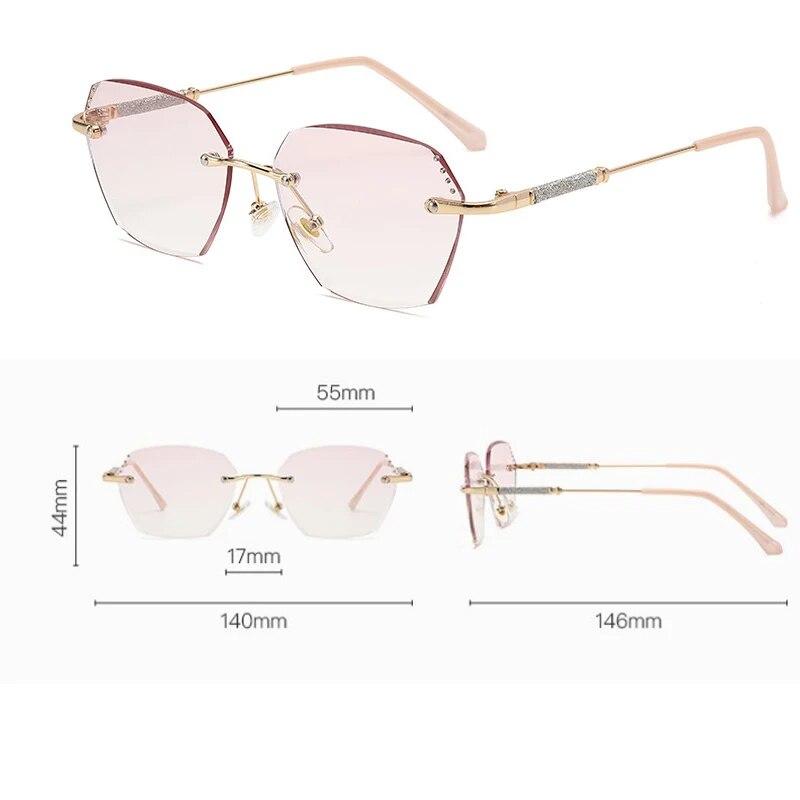 Ретро очки для чтения без оправы, синий свет, блокирующий ромбовидную огранку, градиентные очки для дальнего видения, очки для женщин