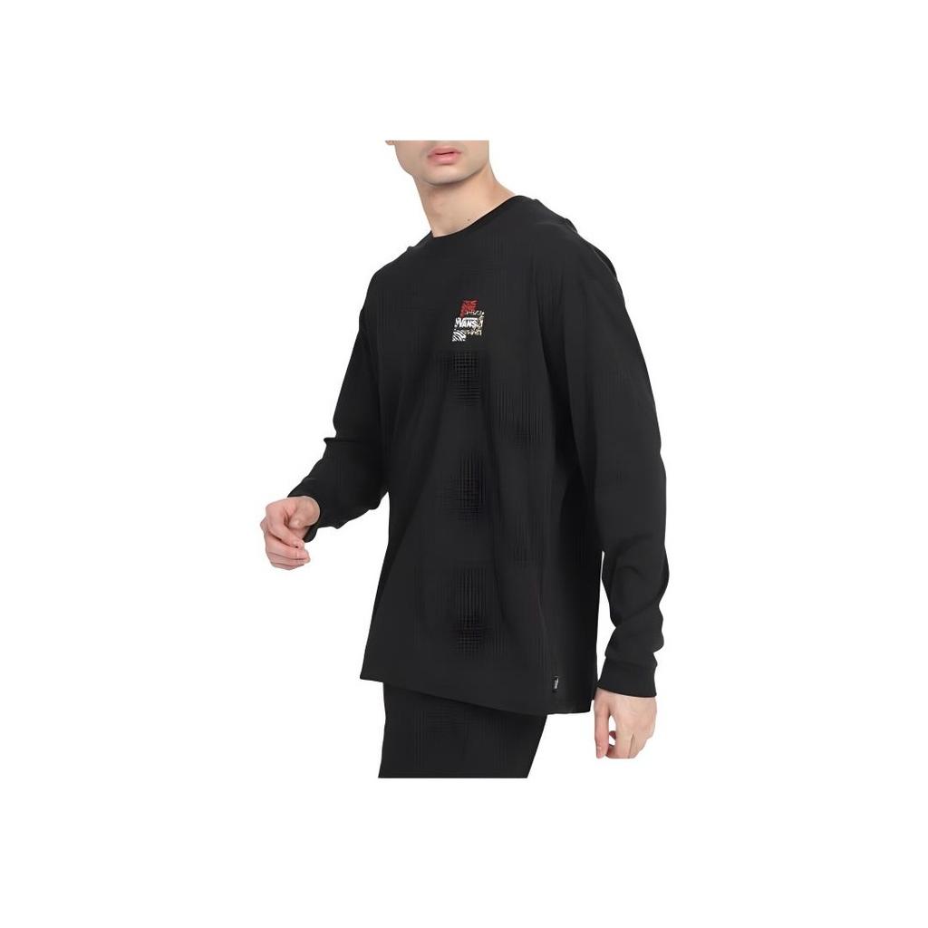 Vans Футболка с логотипом, с круглым вырезом и длинным рукавом, унисекс, топы, черная VN0A7YJKBLK