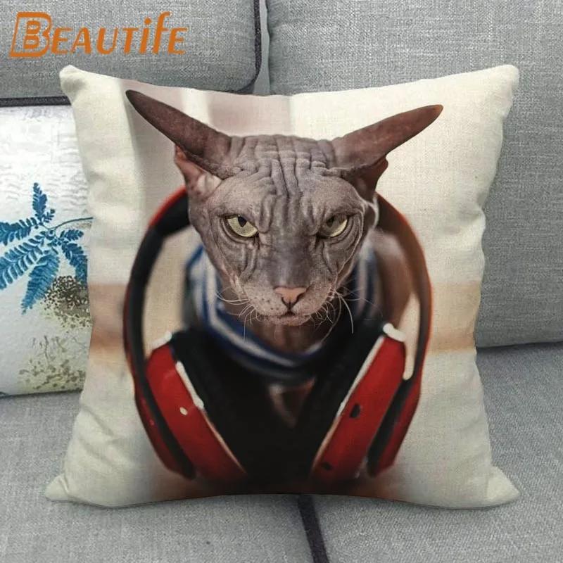 45X45 см наволочка с изображением кота сфинкса и квадратной молнией, хлопково-льняная ткань, наволочки для спальни, дома, декоративные подарки для мальчиков и девочек