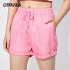 Летние широкие шорты женские повседневные однотонные рабочие шорты со шнуровкой