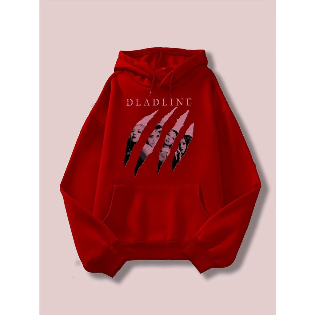 Худи с принтом «Следы когтей Blackpink» 2026, Повседневное худи на шнурке, Женская одежда Осень Зима