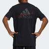 Adidas Круглый вырез с принтом, дышащая спортивная футболка с коротким рукавом, мужские топы, черный цвет GV5154