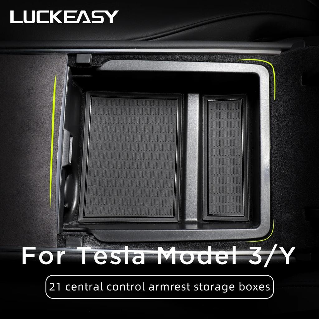 For Tesla Model 3 Model Y 2022 Storage Box Car Central Armrest Flocking ABS Storage Box Organizer Model 3 2023 Accessories