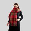 New England Christmas Red Plaid Scarf Women's Fashion Versatile Warm Circle Yarn Fringed Scarf Skin-friendly and Thicker