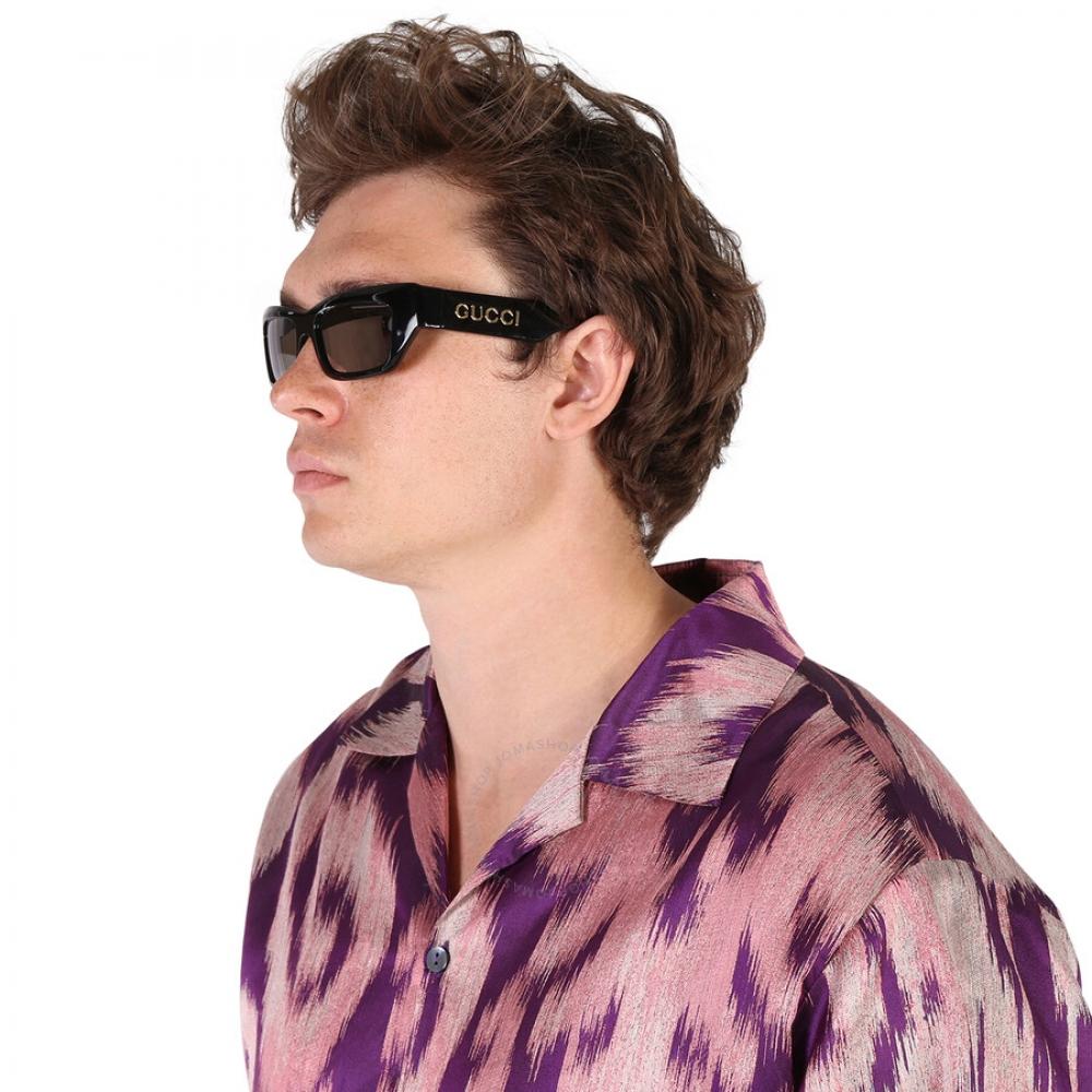 Gucci Silver Rectangular Men S SunglaSSeS gg1296S 002 55