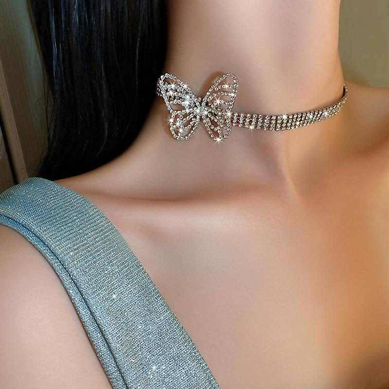 Butterfly Necklace Clavicle Chain Women Bling French Style Jewelry