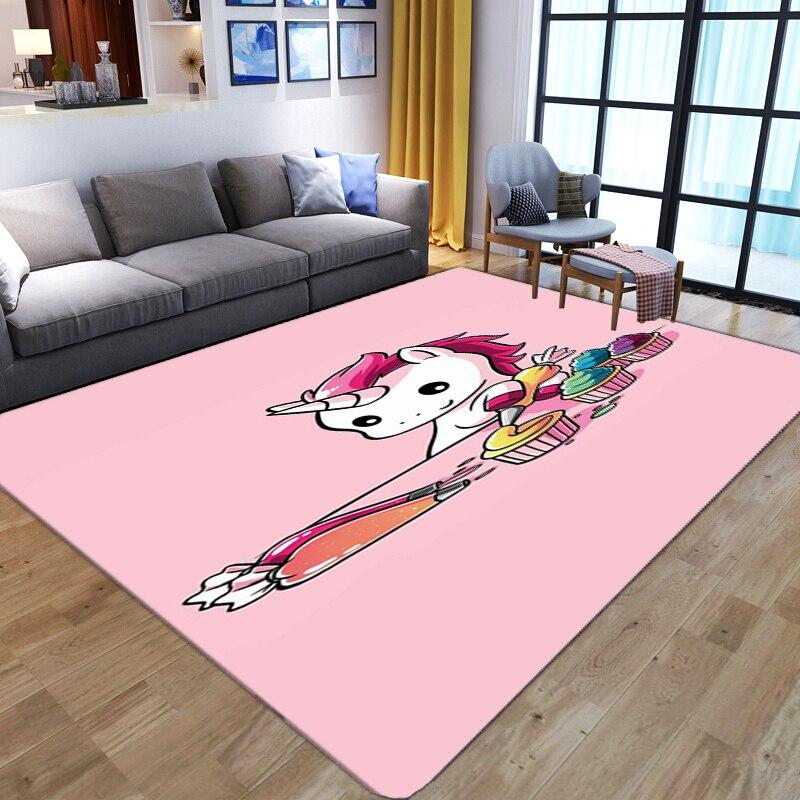 3D розовый ковер с единорогом для комнаты для девочек, детский коврик для гостиной, коврик для спальни, ковер для балкона, детский коврик для прихожей, напольный коврик