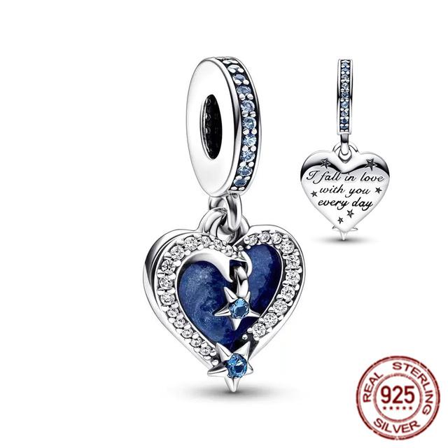 New Star Heart Double &Snowflake Snow Globe Dangle Charm Bead Fit Original Silver 925 Fasion Bracelet Bangle Diy Women Jewelry