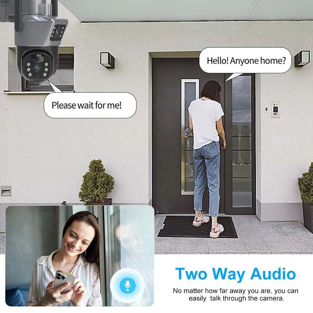 4K 8MP Dual Lens Solar Camera Outdoor Security WiFi Surveillance Cameras With Solar Panel PIR Human Detection PTZ CCTV Camera