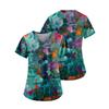 Women's Fashion Printed Work Uniform With Pocket T-Shirt Short Sleeve Top