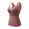 Women's Winter Warm Lace Velvet Thermal Vest Embroidered Fixed One-Cup Slim Bottoming Thickened Underwear