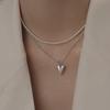 Lotoa-07 Double Layered Pearl Heart Necklace 2-Piece Set (Wfg6Z1O)