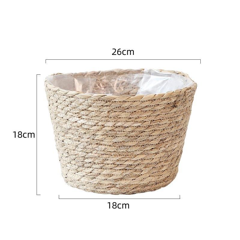 Плетеный цветочный горшок из травы, корзина для растений, корзина для цветов, комнатный цветочный горшок, сад, декоративные цветы, растения, корзина для хранения, использование