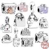 Sell Well S925 Sterling Silver Shopping Bag Backpack Adventure Suitcase Charm Beads Fit Original  Bracelet Jewelry