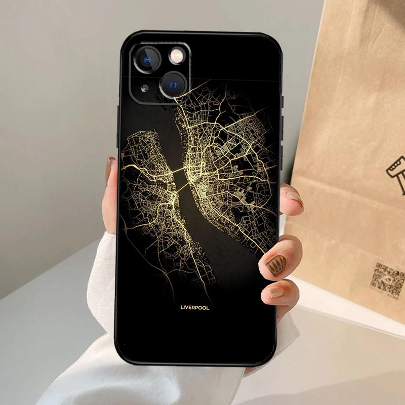 Paris London Amsterdam City Maps Case For iPhone 16 15 14 13 12 11 Pro Max XS XR X Plus 12 13 Mini Bumper Back Cover