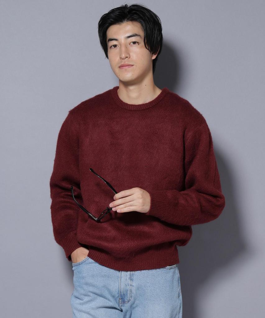 Nano Universe Pullover Size S Bordeaux Men's Mohair-Like Knit, (103), (672-5222219)