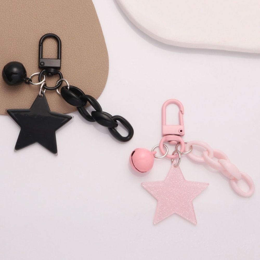 Bags Car Keys Decors Glitter Stars Pendant Pink and Black Y2K Jewelry Keychain  Girl Boy Gift