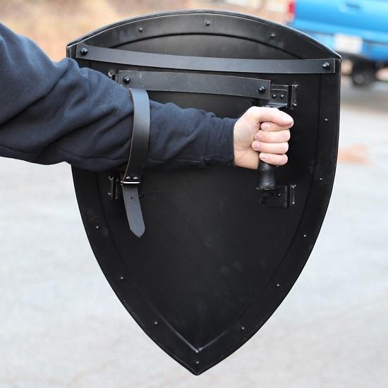 Щит-нагреватель 14-го века - функциональная стальная средневековая историческая копия 18-го калибра, пустой щит, реквизит для костюма рыцаря, аксессуар