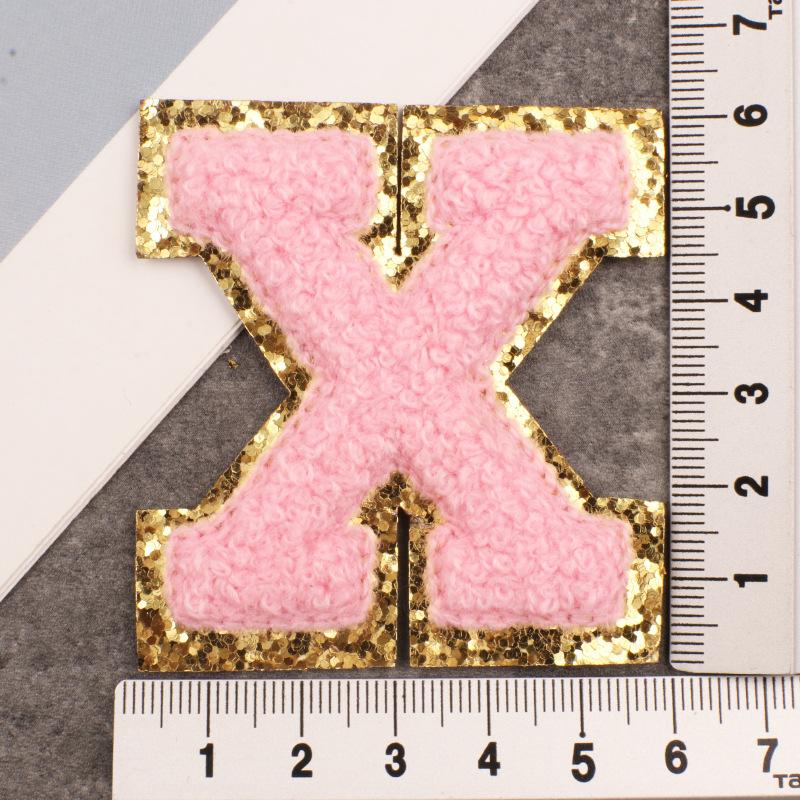 Алфавит 26 букв блестки синель для одежды сумки куртка розовый швейные принадлежности декор