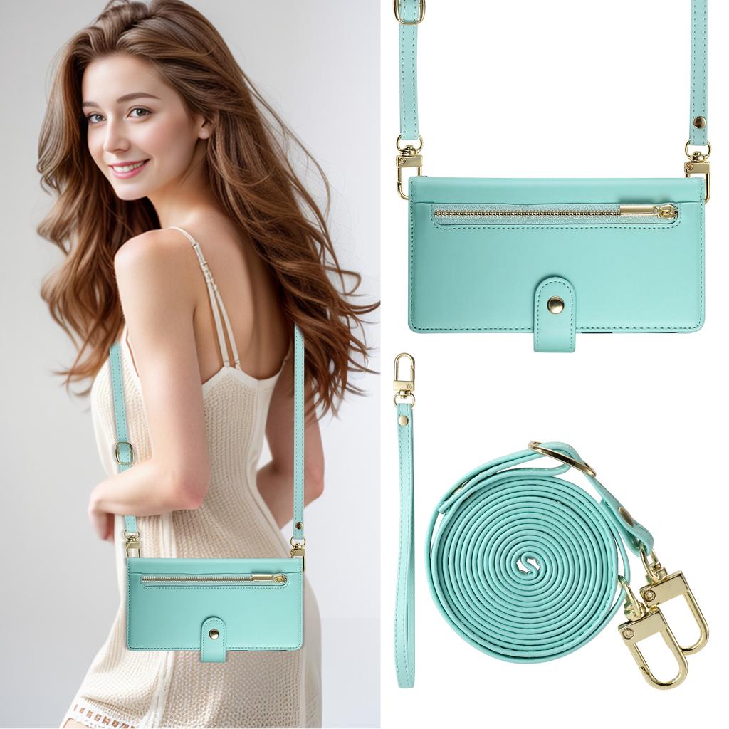 For Oppo Reno15 5G (Global) / Reno15c 5G (China) Leather Case Zipper Pocket Wallet Phone Cover with Straps