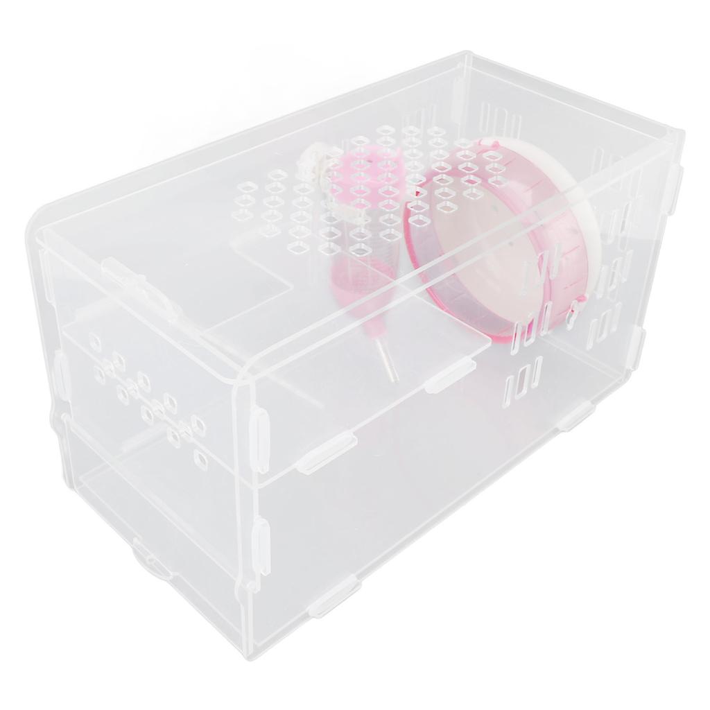 Маленький домик для хомяка, акриловый, прозрачный, бесшумные колеса, экономящий место, портативный, многофункциональный