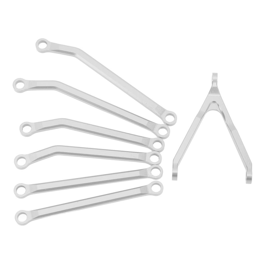 RC Steering Rod Set Brass Ball Head Support Tie Frame Rubber Loop RC Car Shell Accessories 1/24 for Axial Silver