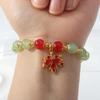 Chic Leaf Themed Red Jade Beads Bracelet for Women Ideal Jewelry Gift 1Pcs
