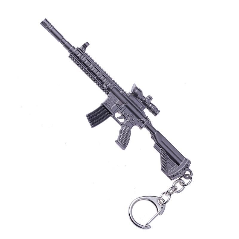 "12см брелок PUBG: Подарок: шлем 3-го уровня, сковорода и модель оружия 98KAWM.