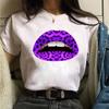 New Fashion Women Tshirt Watercolor Lips Printed Tops Tee Casual Short Sleeve Female Tee Shirts Harajuku Graphic T-Shirts Femme