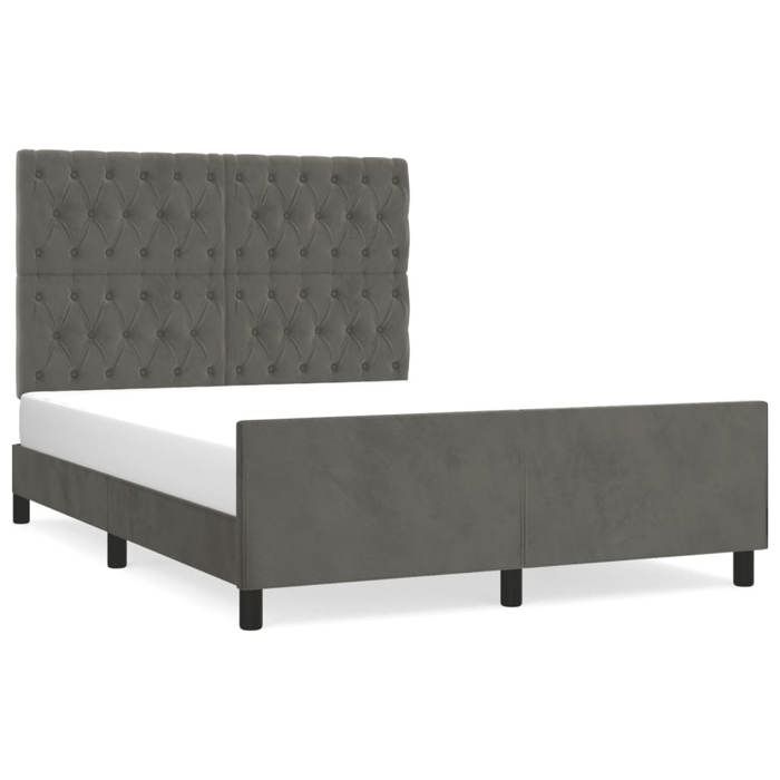 3125935 vidaXL Cadre de lit avec tête de lit Gris foncé 140x190 cm Velours