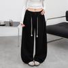 Scimitar Pleated Sports Wide-leg Pants Women's Autumn New High-waisted Loose Casual Straight Mopping Trousers